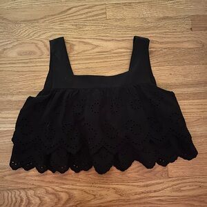 Zara embroidered cropped blouse